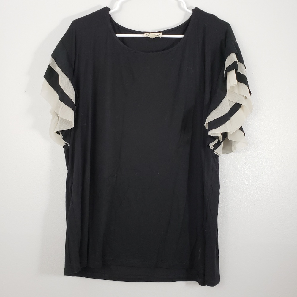 Jane and Delancey Scoop Neck Ruffle Sleeve Blouse